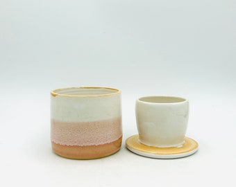 NEW! Flawed But Functional Two-Toned Ceramic French Style Butter Keeper / Crock in Poppy by Amy Schnitzer