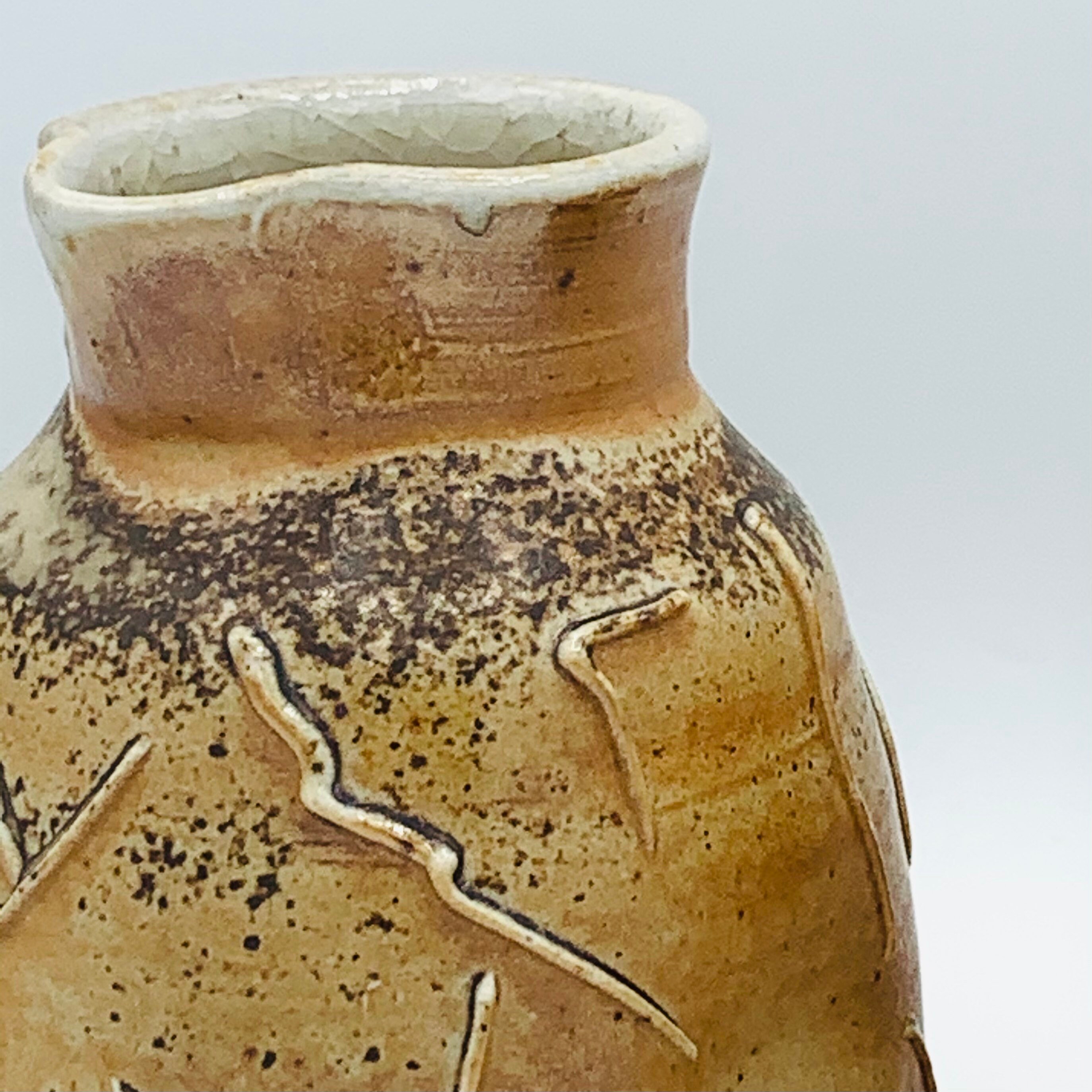 4piece Japanese Style Wood Fired Scribble Ceramic Sake Bottle Etsy