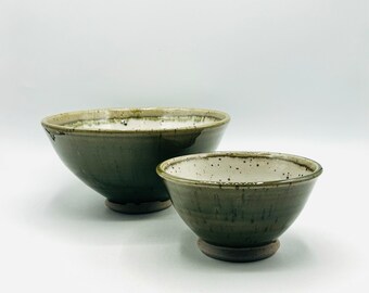 Olive Celedon Rice-Sized Ceramic Bowl by Amy Schnitzer