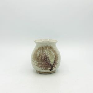 Shino with Wood Ash Wave Carved Small Ceramic Vase by Amy Schnitzer