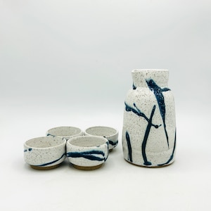 Made-to-Order 5-Piece Onyx River Sake Bottle and Cups Set by Amy Schnitzer