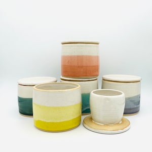 Made-to-Order Two-Toned French Ceramic Butter Keeper / Crock in Bright Colors by Amy Schnitzer
