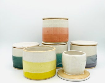 Made-to-Order Two-Toned French Style Ceramic Butter Keeper / Crock in Bright Colors by Amy Schnitzer