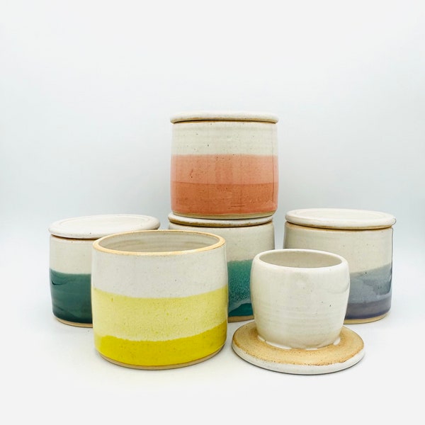 Made-to-Order Two-Toned French Style Ceramic Butter Keeper / Crock in Bright Colors by Amy Schnitzer