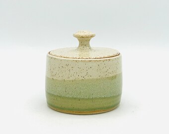 BACK IN STOCK! Two-Toned Ceramic Sugar Bowl with Lid in Pale Green by Amy Schnitzer