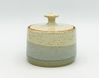 BACK IN STOCK! Two-Toned Ceramic Sugar Bowl with Lid in Sky Blue by Amy Schnitzer