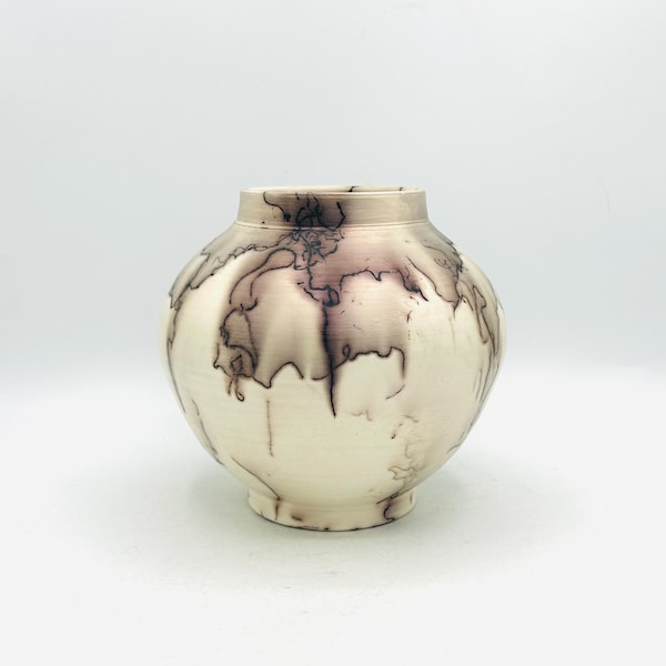 NEW! Lilac Mica-Infused Horsehair Raku Fired Ceramic Vase by Amy Schnitzer