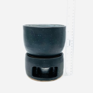 Made-to-Order Matte Black Ceramic Sake Warmer Base and Bowl Set by Amy Schnitzer