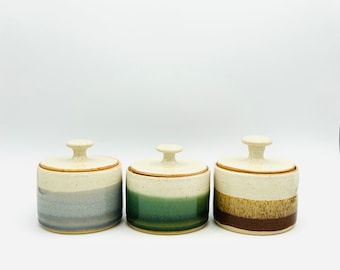 Made-to-Order Two-Toned Ceramic Sugar Bowl with Lid by Amy Schnitzer