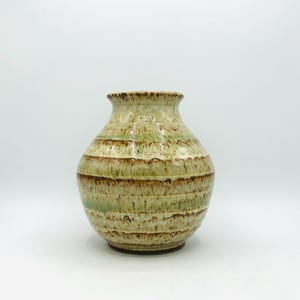 Country Chic Banded Bellied Ceramic Vase 2 by Amy Schnitzer