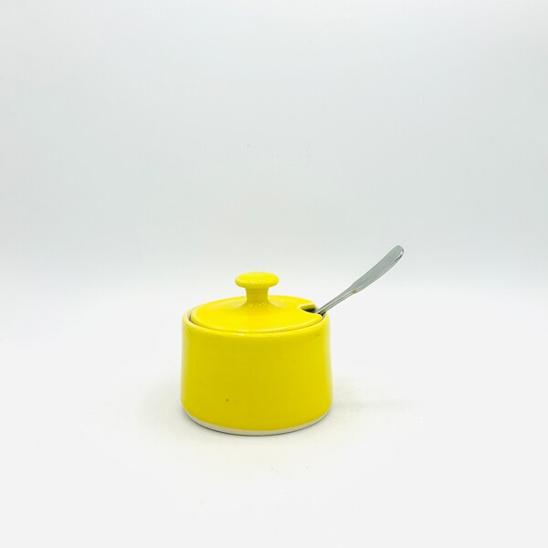 NEW! Ceramic Sugar Bowl with Spoon Notch Lid in Not-So-Mellow Yellow by Amy Schnitzer