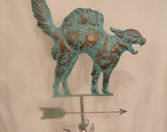 Cat Weathervane Antiqued Copper Finish Kitten Mouse Weather Vane HandCrafted