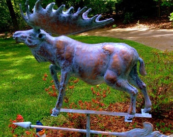 Veleta MOOSE tridimensional extragrande hecha a mano con acabado pátina de cobre