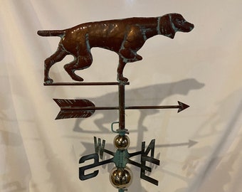 LARGE Handcrafted 3D 3-Dimensional Hunting DOG Weathervane Copper Patina Finish