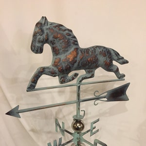LARGE Handcrafted 3D 3Dimensional Pacing Horse Weathervane Copper Patina Finish