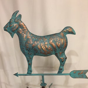 LARGE Handcrafted 3 Dimensional GOAT Weathervane Copper Patina Finish