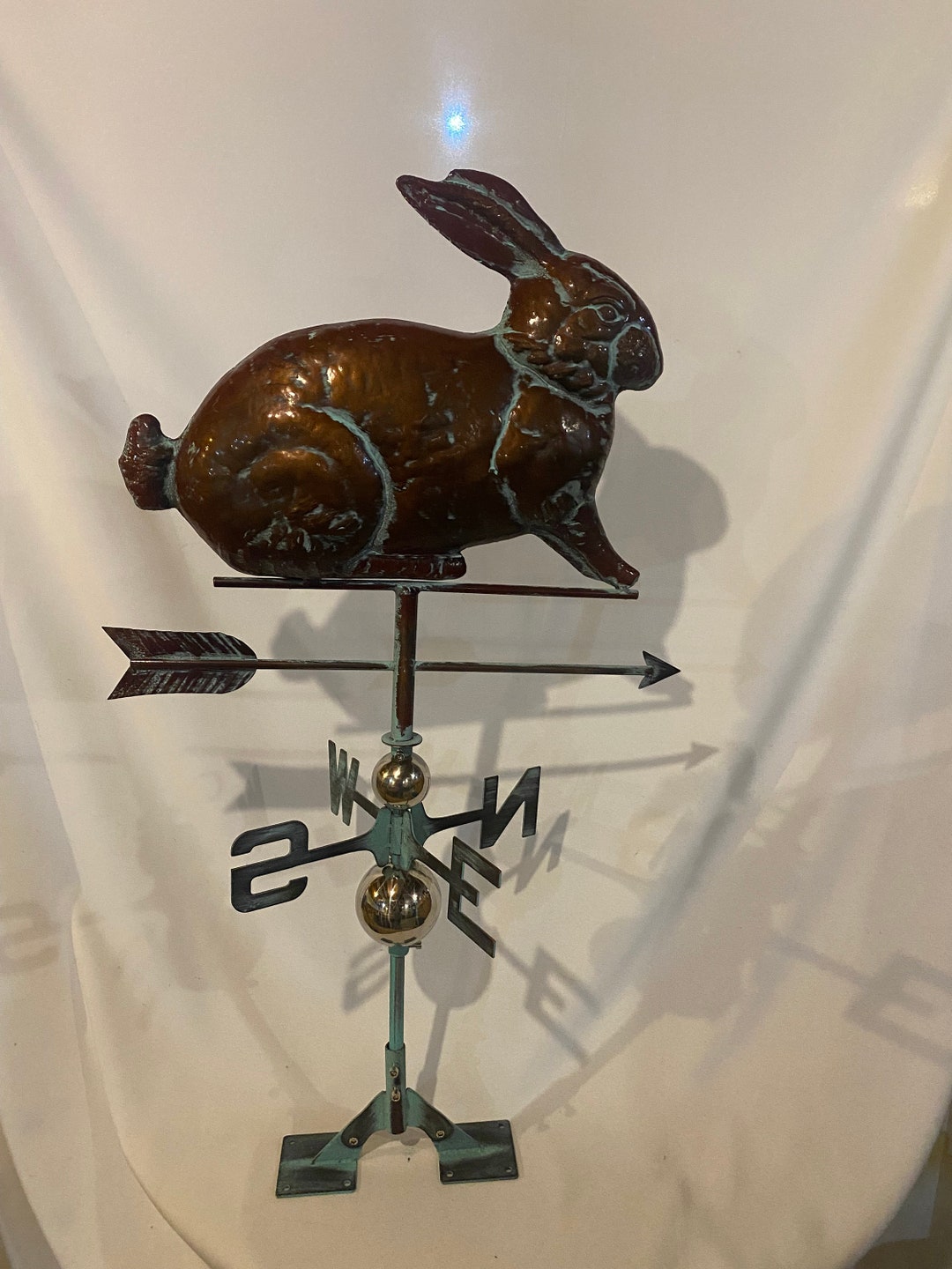 LARGE Handcrafted 3D 3dimensional RABBIT Weathervane Copper Patina