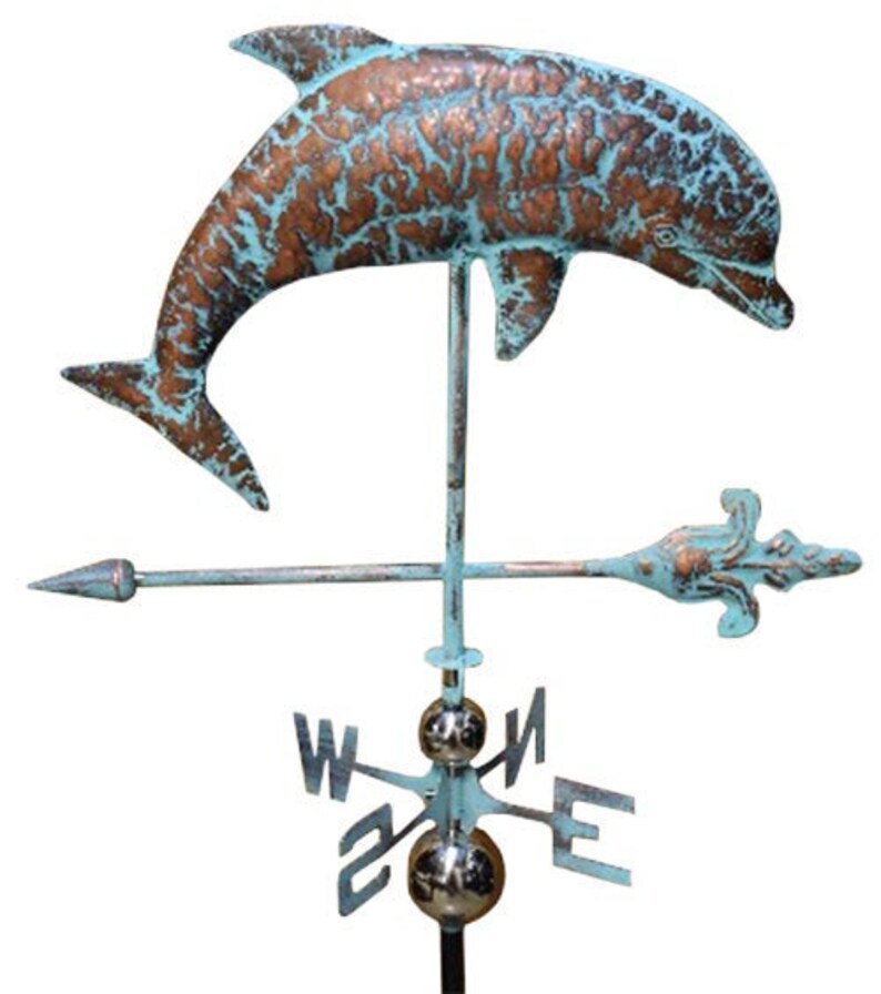 Handcrafted 3 Dimensional Dolphin Weathervane Copper Patina Etsy