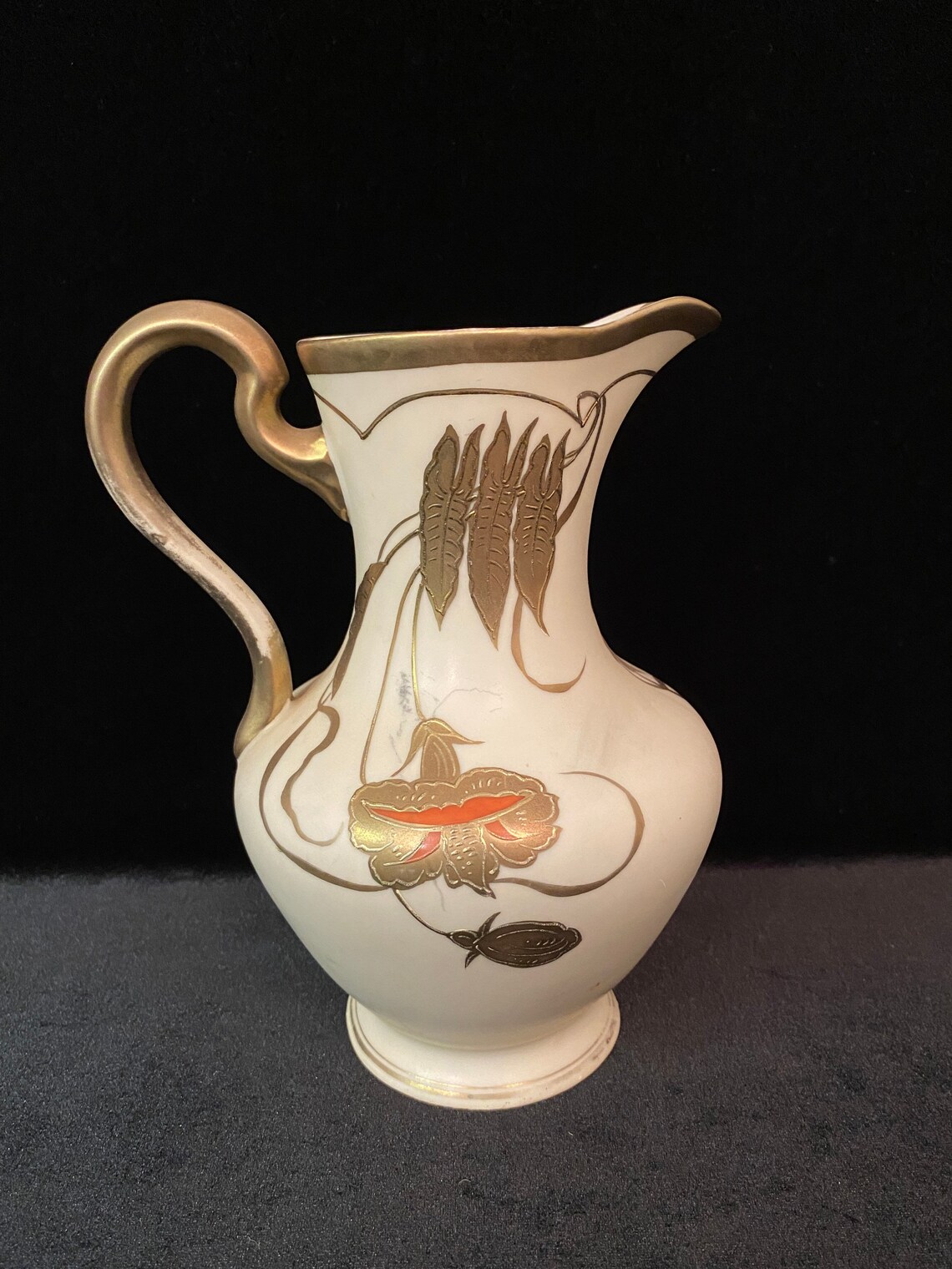 Vintage Hand Painted Ceramic Pitcher Etsy