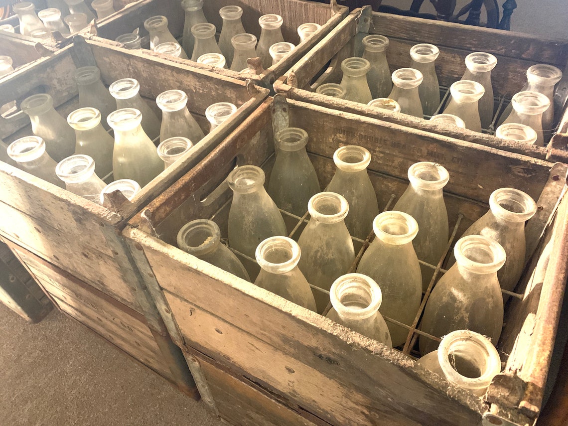 Antique Glass Quart Milk Bottle from old dairy. Selling One Etsy