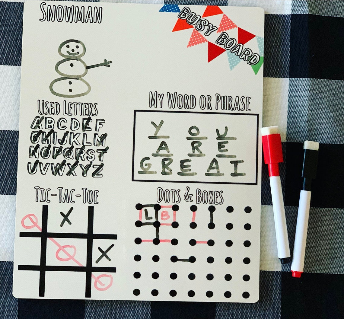 8x10 Activity Dry Erase Board/Busy Board/Road Trip Games/Tic Etsy