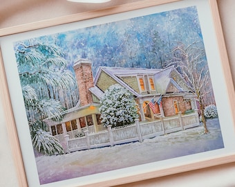 Christmas Gift – Custom Hand-Painted House Portrait