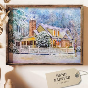 Unique Hand-Painted House Painting, Watercolor house painting, Hand painted home portrait, Realtor Housewarming gift, Christmas Gift