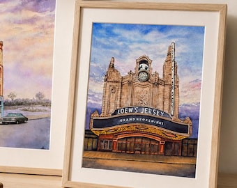 Custom Watercolor Venue Portrait, First Date Location, Anniversary Gift, Original Hand-Painted Art