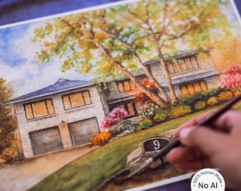 Custom House Portrait for Realtor Closing Gifts | Hand-Painted Watercolor (No AI)