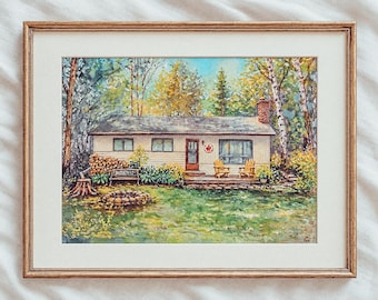 Custom Hand-Painted Watercolor House Portrait: Home Painting from Photo, Gift For Housewarming, Cottage Painting