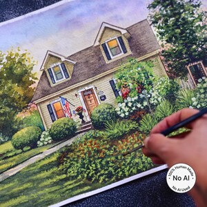 Custom House Portrait from Photo – Hand-Painted Watercolor Home Painting (No AI)