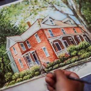 Watercolor house painting, Hand painted home portrait, Housewarming gift, First home gift, Christmas Gift, Realtor Closing Gift