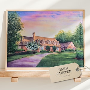 Custom House Portrait Gift , Hand Painted Watercolor Portrait, Housewarming Gift, Christmas Gift, Realtor Closing Gift, Wedding Gift
