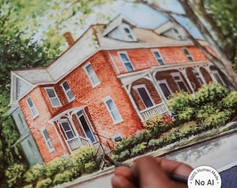 Custom House Portrait from Photo | Hand-Painted Watercolor (No AI)