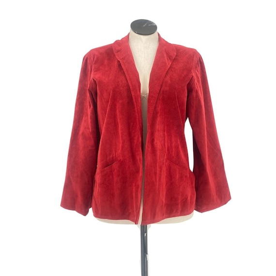 Vintage 70's Ultrasuede Soft Red Button Up Jacket… - image 1