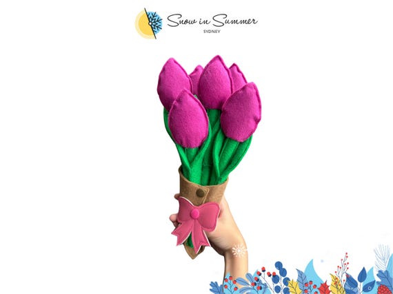 Embroidered Tulips Arrangement, Custom Colour Bunch of Flowers for Floral Decor or Gift, Perfect for Mother's Day Gift