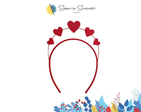 Headband, Queen of Hearts Headband, Costume, Alice in Wonderland, Book Week Accessory, Heart Headband, 3D Printed Headband