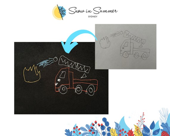 Drawing into Embroidery,Kids drawing gift,Personalised Handwritten Gift, Embroidered handwritten gift, Handwriting Gift, Wedding Gift