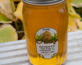 Raw Honey In Quart Glass Jar, 3 lbs