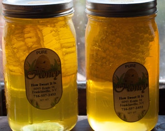 Raw Honey with Comb: New York Wildflower Honey in Quart Jar
