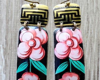 Handmade Tin Earrings: Vintage Lightweight Jewelry