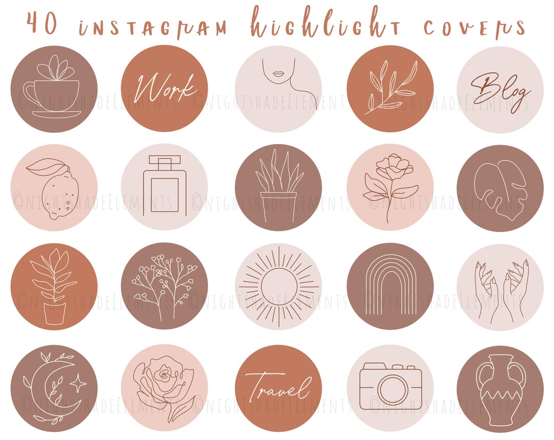 40 Line Art Instagram Highlight Cover Icons Boho Highlight - Etsy