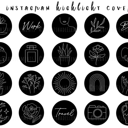 40 Line Art Instagram Highlight Cover Icons Boho Highlight Etsy