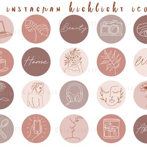 40 Single Line Art Instagram Highlight Icons Boho Highlight Covers Purple Icons Neutral Instagram Stories Modern Minimalist Highlight Covers