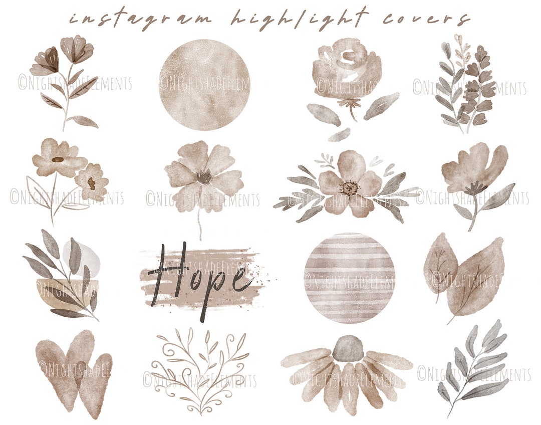 Boho Instagram Highlight Covers 17 Brown Icons Floral Neutral Instagram ...
