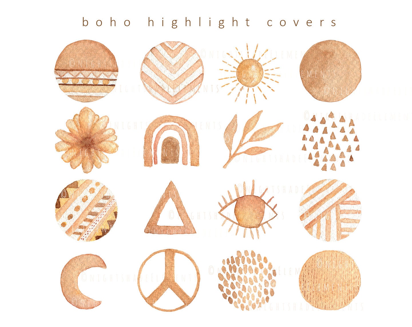 Boho Instagram Highlight Covers 16 Brown Icons Beige Icons Neutral ...