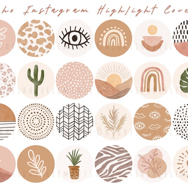 24 Boho Instagram Highlight Cover Icons Western Highlight Covers Brown Beige Icons Neutral Instagram Stories Boho Story Highlight Covers IG