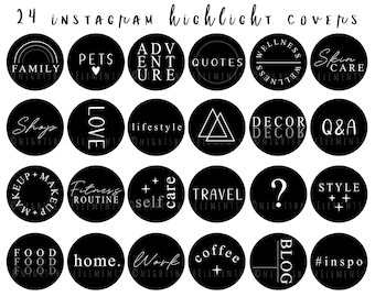 24 Typographic Instagram Highlight Cover Icons Words Highlight Covers Lifestyle Covers Minimalist Instagram Modern Black and White Covers