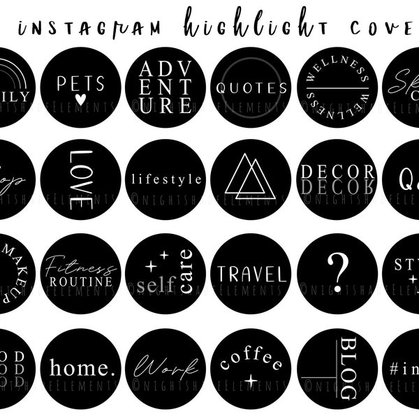 24 Typographic Instagram Highlight Cover Icons Words Highlight Covers Lifestyle Covers Minimalist Instagram Modern Black and White Covers