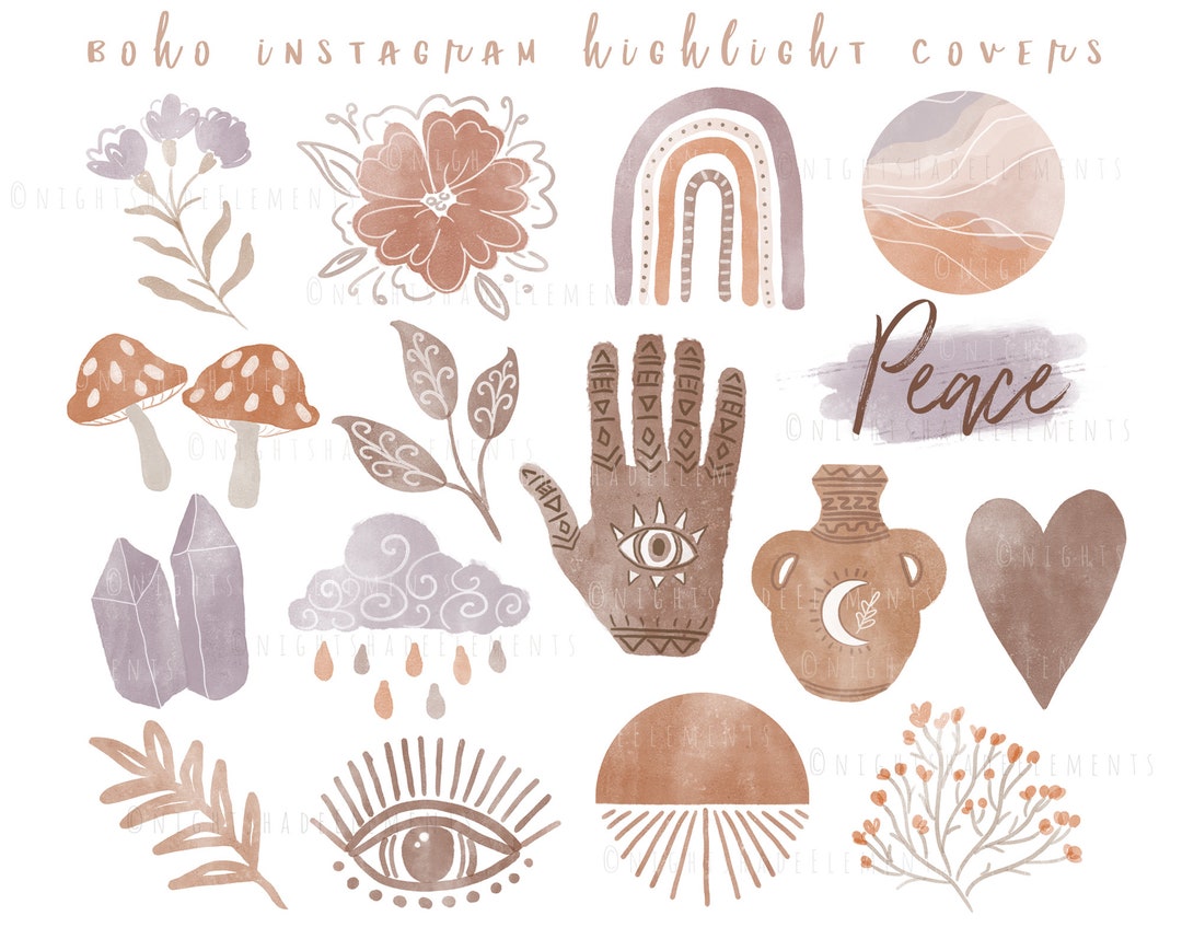Boho Instagram Highlight Covers 17 Brown Icons Beige Icon Neutral ...